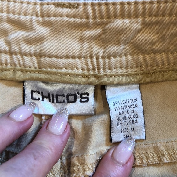 Chicos cotton stretch twill straight leg pant w pockets maize wheat color 0/4 - Picture 3 of 6